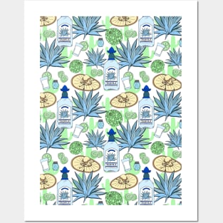 Blue Agave Tequila Pattern Posters and Art